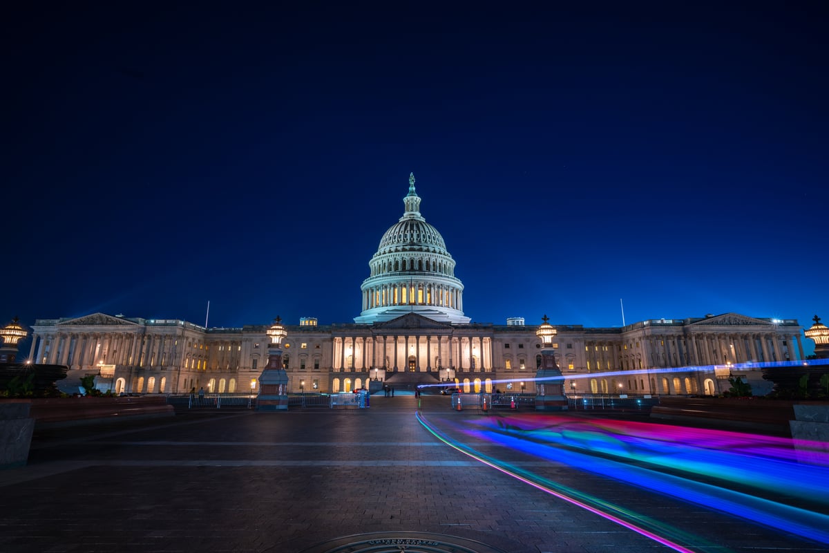 Capitol building at night